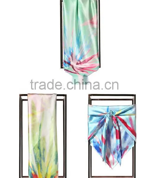 100% Silk Satin Fabric Table Print Silk Scarf/scarves/ Kerchief /headband/hijab photo-6
