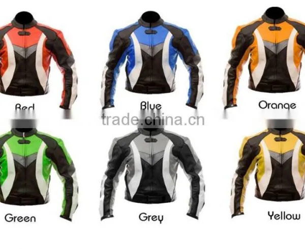 LEATHER MOTOR BIKE RACING JACKET 6 COLOUR AVAILABLE