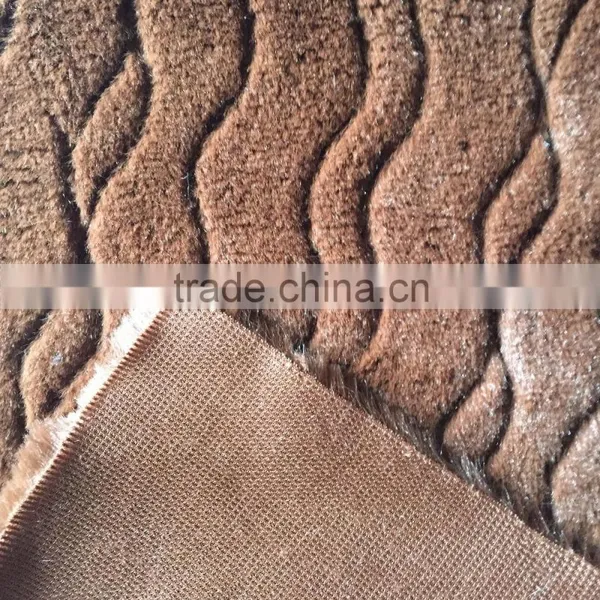 Brown Short Pile Wave Pattern Fake Fur Fabric for Garment,bag photo-4