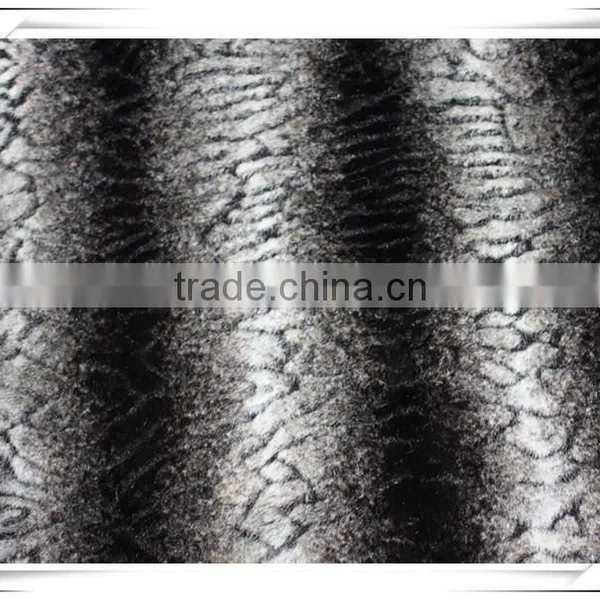 Jacquard Waved Printed Artificial Fur Fabric for Garments