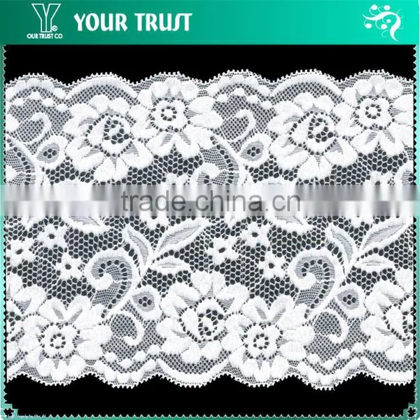 Width 13.8 Centimeter Light Yellow Stretch Trimming Spandex Jacquard Elastic Lace photo-4
