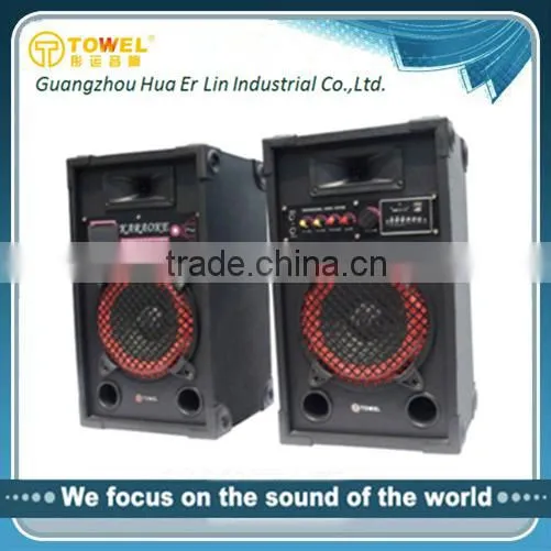 2016 New Product Comsumer Electronics Duble 8 Inch ,2.0 Professional Active Speakers With USB/SD/Mic Input
