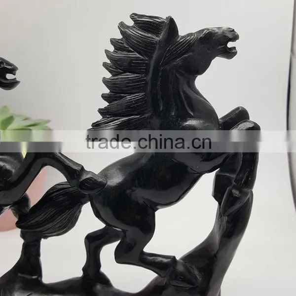 Obsidian Horse Sculpture Animal Carvings photo-6