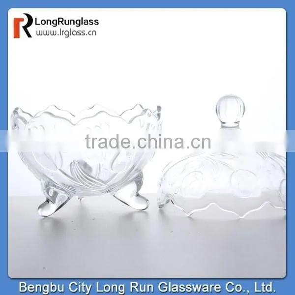 LongRun Personalized Rose Bud Design Tripod Glass Candy Dish photo-2
