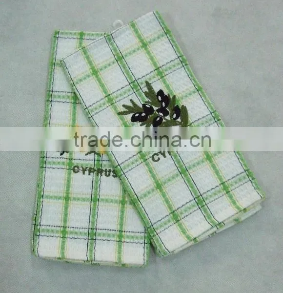 2013 New Design Embroidery Waffle Weave Kitchen Towels Waffle Tea Towels
