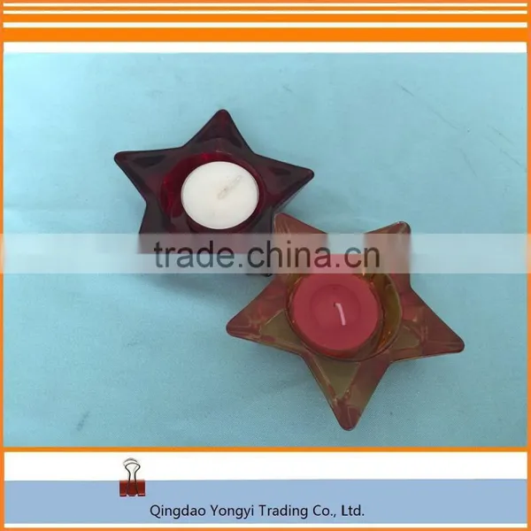 Star Shaped Glass Material With Tealight Candle/Paraffin Wax Candle For Home Decoration photo-2