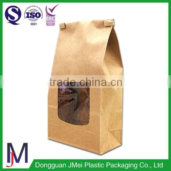 Food Grade Brown Kraft Stand up Paper Bag With Window/Kraft Paper Bag photo-6