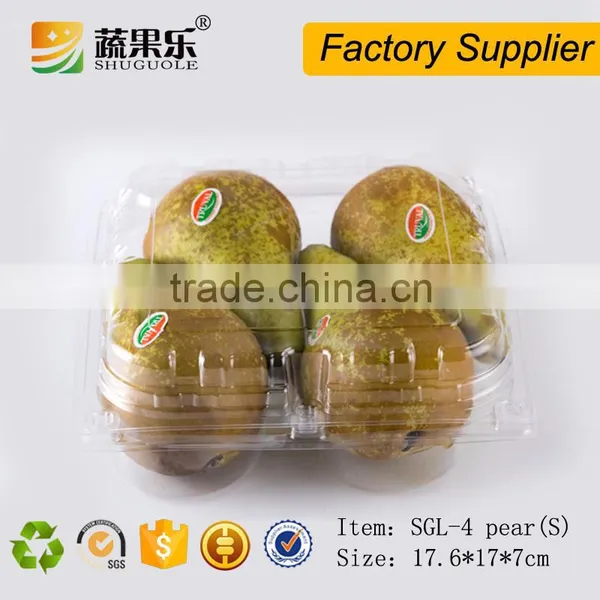 Disposable PET Plastic 4pcs Pear Fruit Packing Box photo-3