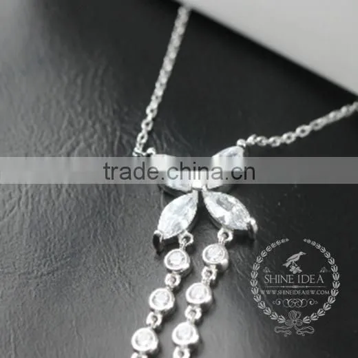 925 Sterling Silver Zircon Leaf Branch Creative Pendant Necklace Fashion Women Necklace Jewelry 6360466 photo-2
