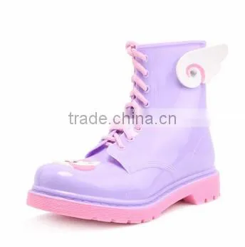 2016 New Design Girls Lovely Solid Martin PVC Rain Boots photo-3