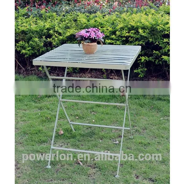 Wrought Iron Stylish Light Green Square Coffe Table Patio Set photo-2