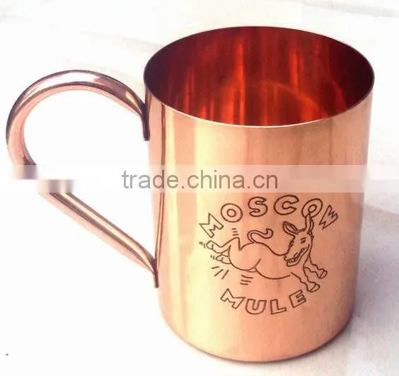 BPA FREE SMOOTH MOSCOW MULE 100% COPPER DRINKING MUGS WITH MOSCOW MULE ETCHING photo-3