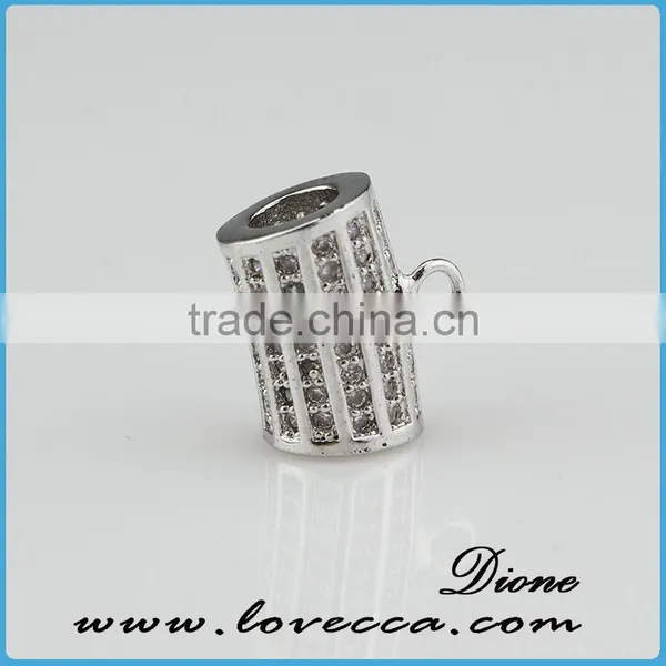 Fashion Design Sterling Silver Color Pendant in Pipe Shape With Cooper Micropave Setting Pendant photo-2