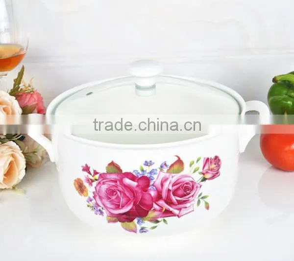 8"ceramic Round Microwave Oven Pot With Glass Lid photo-2