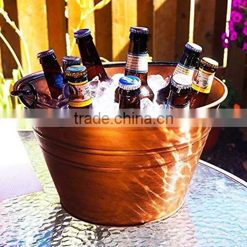 Large Galvanized Metal Oval Party Tubs Ice Bucket With Wood Handles photo-4