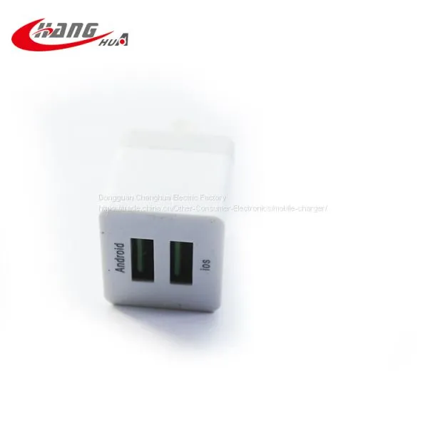 Square Shape Portable Mini 2 USB 5v 2A Mobile Charger Adapter photo-3