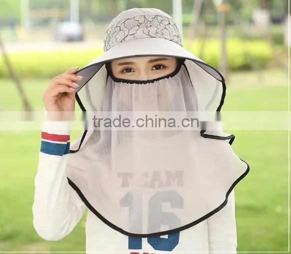 Korean Edition Sun Hat Hat Female Summer Lace Protection of Neck Neck Eaves Sunscreen Caps ms Outdoor Cycling Caps photo-3