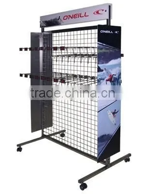 Practical Double Sided Floor Wire Mesh Display Racks and Stands