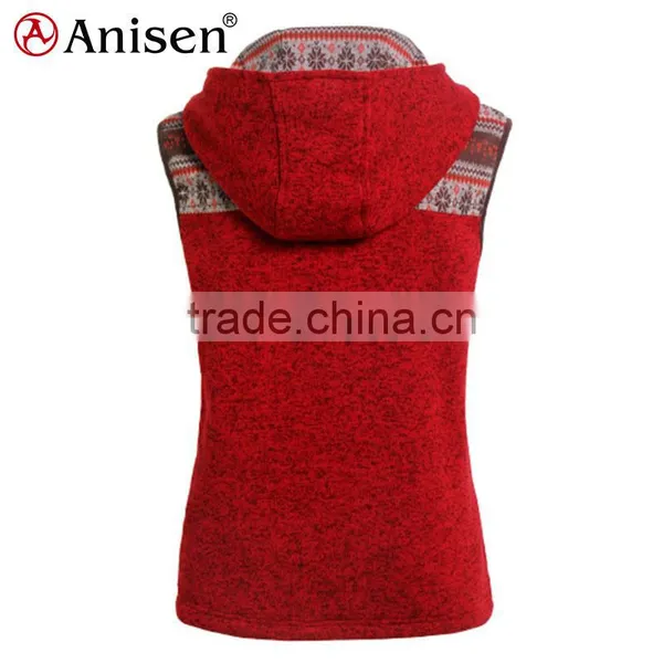 Plus Size Clothing Polyester Fleece Hooded Women Vest photo-2