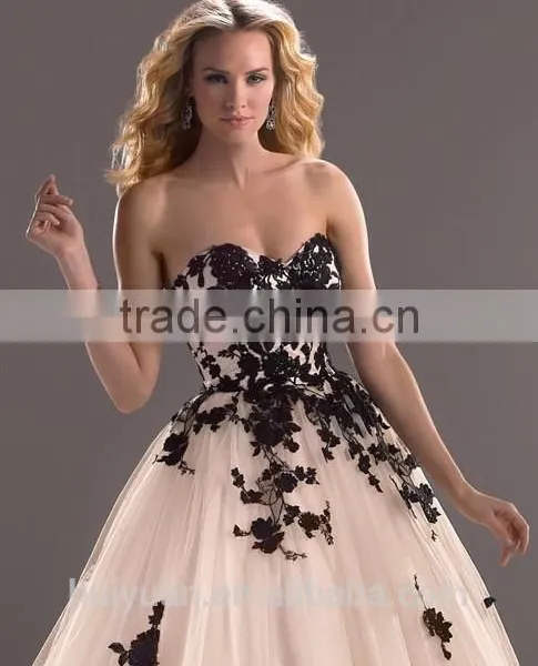 Pink Black Appliqued Flower Low Cut Sexy Sleeveless Party Wear Long Dresses photo-2