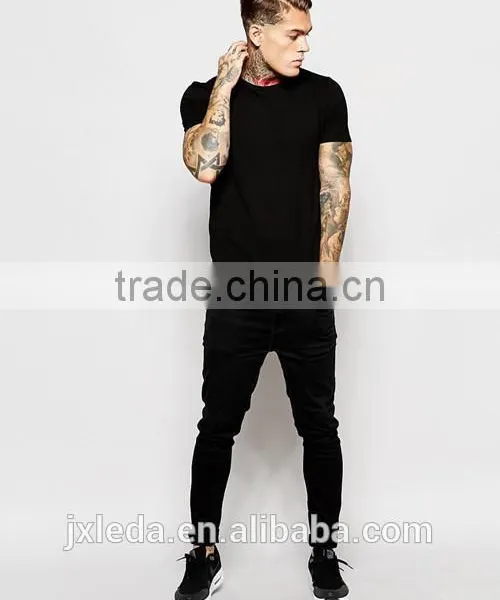 Men White / Black Plain Crewneck Short Sleeves t Shirt Custom photo-3