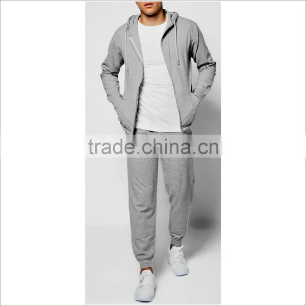 Guangzhou Custom Embroidery Logo and Print Grey Cotton Mens Tracksuit photo-2