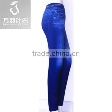Seamless Dark Blue Retro Demin Sexy Legging photo-2