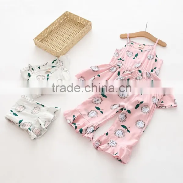 Wholesae Cotton Soft Flower Printing Tops and Pants Set Baby Girl Summer Set photo-2