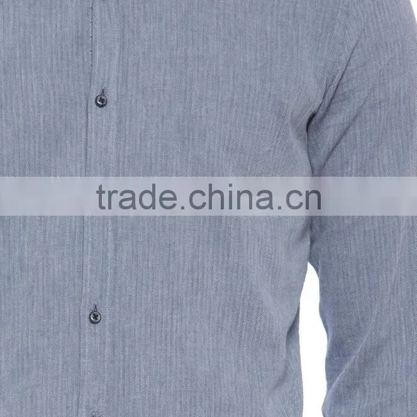 Indigo Solid Skinny Long Sleeve Buttoned Shirt photo-4