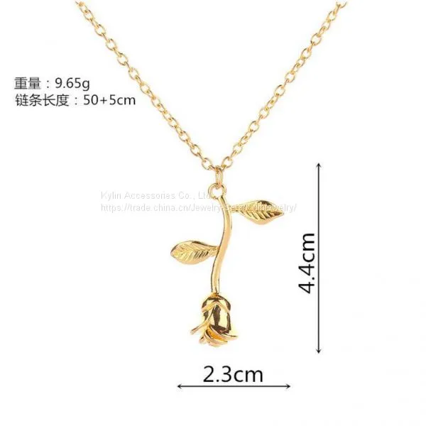 Fashion Jewelry Rose Flower Necklace photo-5