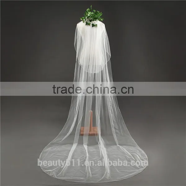 Wholesale Wholesale White Wedding Lace Long Tulle Bridal Veils 2017 HL07 photo-2