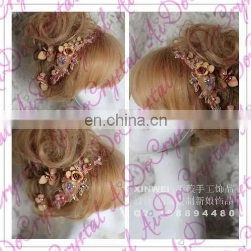 Aidocrystal Champagne Fashion Party Ladies Rhinestone Hair Comb Fascinators,bridal Headpiece photo-3
