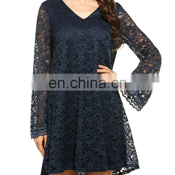 New Design Women's Elegant Lace Dress Summer Sexy V Collar Crochet Dress photo-5