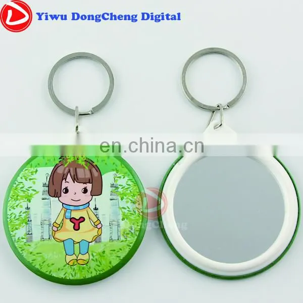 58mm blank mirror button with keychain material,factory direct sale