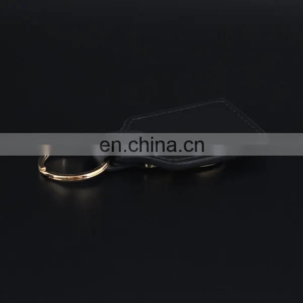 Custom Logo Gold Metal Keychain Black Leather Keychain photo-6