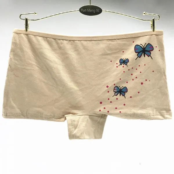 Yun Meng Ni Sexy Underwear Custom Butterfly Print Women Boyshorts Cheap Cotton Panty For Woman photo-3