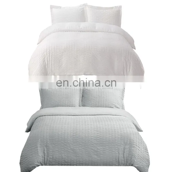 White Zipper Seersucker Microfibre Oversized Queen King Duvet Cover Set photo-6
