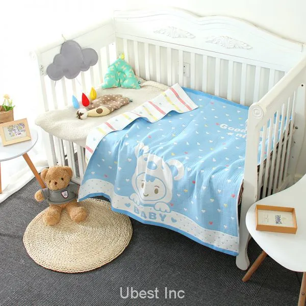 Muslin Organic Quilted Pad Baby Embroidery Voile Quilts With Digital Printing photo-3