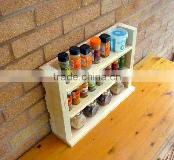 Custom Made Natural Color Solid Wooden Spice Rack photo-4