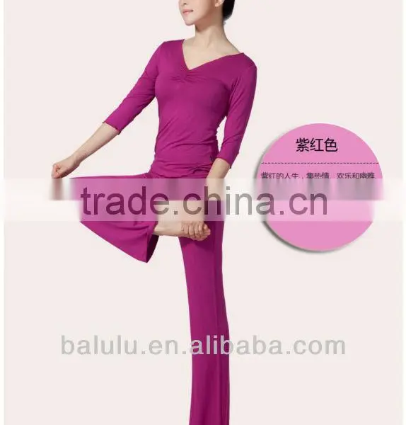 Ladies Gym Wear Soft Modal v Neck Long Sleeve Women's Yoga Fintess Wear Gym t Shirt Fitness Wear photo-2