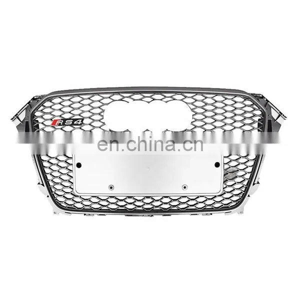 Front Bumper for Audi A4 B85 A4L Center Honeycomb Mesh Grill for Audi S4 RS4 Automotive Silver Frame Grille 2013-2016 photo-4