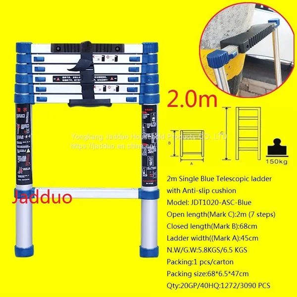 Single Blue Telescopic Ladder With Anti-slip Cushion photo-3