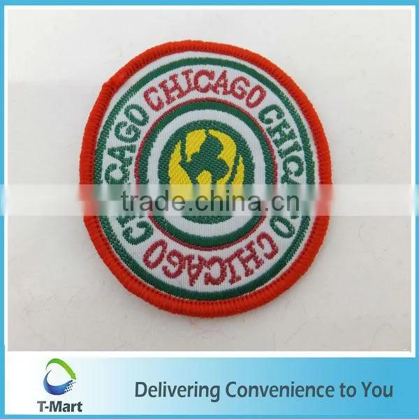 2013 New Design Embroidery Badge/Sticker/patch Design Woven Label for Clothings, Bags, and Garments