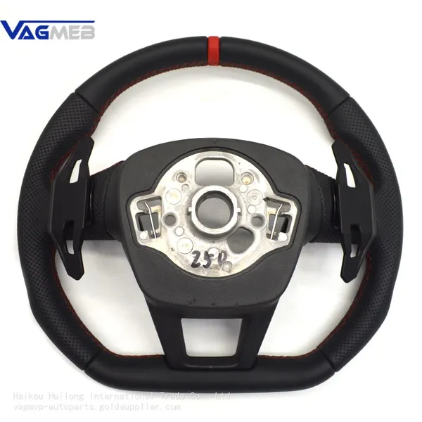For Audi A6 C8 Punched Leather Red Stitching Multifunction Steering Wheel Assembly photo-5
