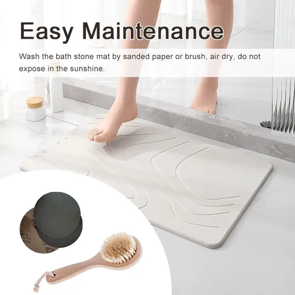 Diatomaceous Earth Shower Mat Non-Slip Super Absorbent Quick Drying Bathroom Diatomite Stone Floor Mat photo-5