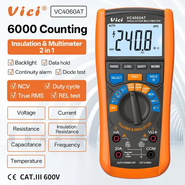 Виксиметр VC4060AT Изоляционный мультиметр