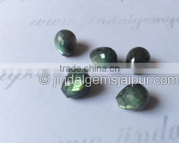 Wholesale Loose Gemstone Labradorite Faceted Drops Half Drill Loose Gemstone