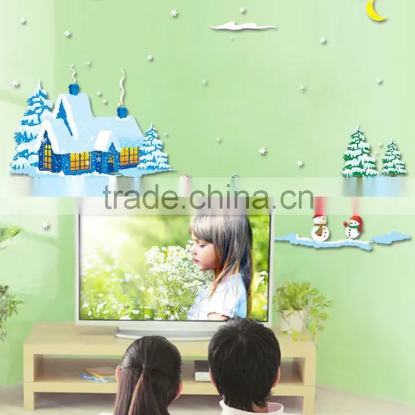 ALFOERVER Pvc Snow Mountain Christmas Wall Decals photo-3