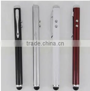 White 3 in 1 Laser Pointer LED Light Touch Stylus Pen for IPad 2 IPad 3 IPhone 4