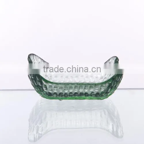 Handmade Green Color Square Small Glass Dish